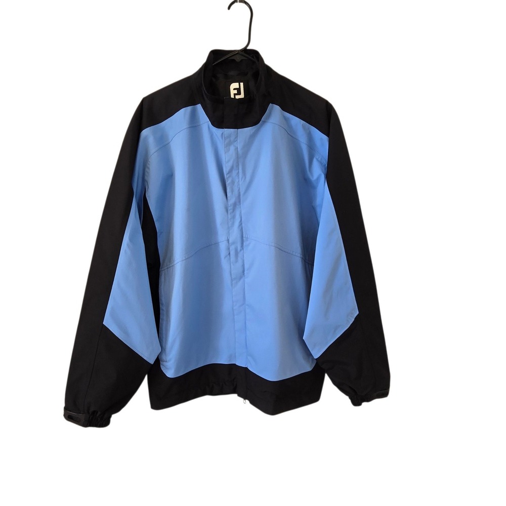 FootJoy DryJoys Mens Golf Rain Jacket Blue Black Colorblock Full Zip Large